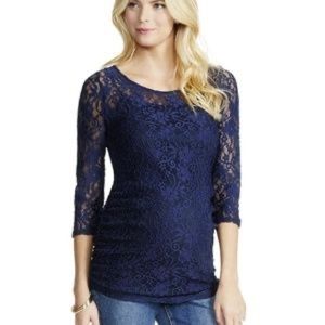 Jessica Simpson Maternity navy 3/4 sleeve  blouse